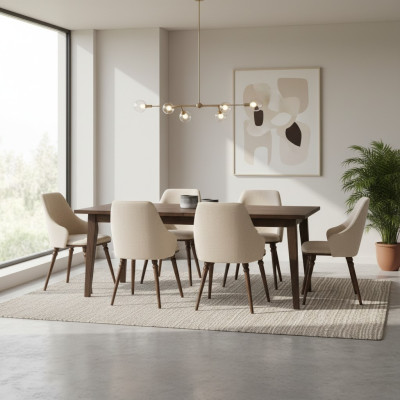 Luxus Stuhl Moderne Stühle Lehnstuhl Polster Metall Holz Textil Neu Beige