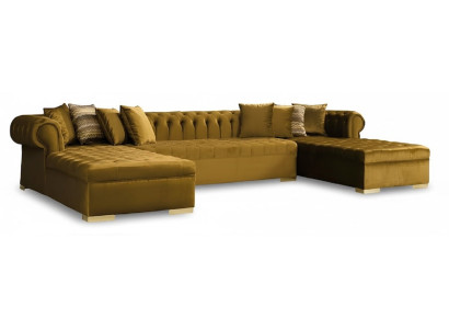 Chesterfield Wohnlandschaft Ecksofa Couch Samt Stoff Eckcouch Sofort