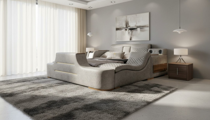 Multifunktions Bett Regal Schrank USB Ladestation Lift TV 180x200