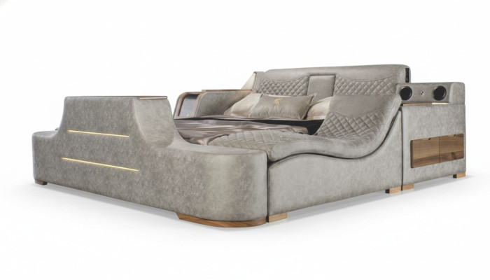 Multifunktions Bett Regal Schrank USB Ladestation Lift TV 180x200