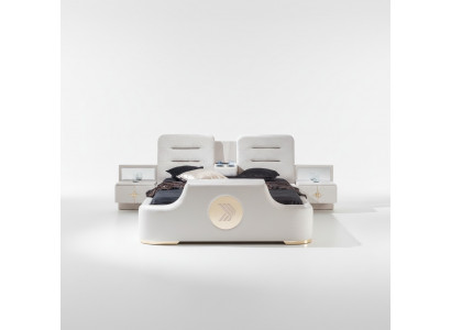 Doppelbett Betten Modern Luxus Hocker Multifunktion Bett Design Samt