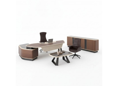 Moderner Arbeitszimmer Set Luxus Möbel Eckschreibtisch Sideboard Massivholz