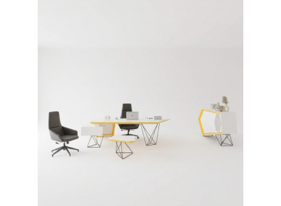 Arbeitszimmer buro Eckschreibtisch Couchtisch Sideboard Modern Weiß