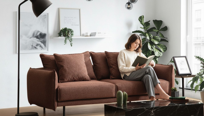 Wohnzimmer Sofa Couch Möbel Einrichtung Couch braun Sofas Couches neu
