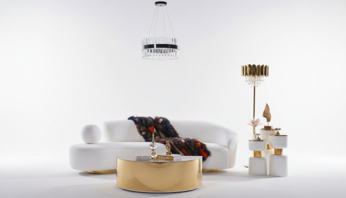 Modernes Weißes Sofa Luxus Polster 3-Sitzer Halbrunder Couchtisch 2tlg