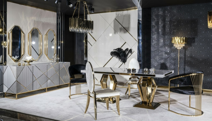 Esszimmer Set Tisch 4xStühle Anrichte Spiegel 7tlg Esstisch Garnitur Tisch