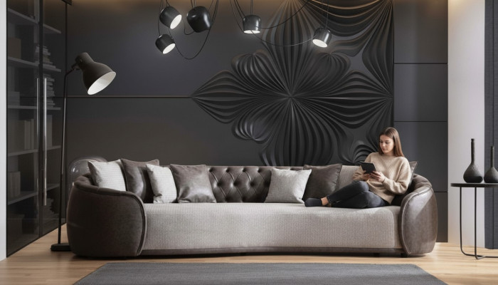 Luxus Bank Sofa Couch Wohnzimmer Kanzlei Möbel Textil Sofas 3 Sitzer