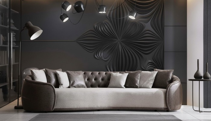 Luxus Bank Sofa Couch Wohnzimmer Kanzlei Möbel Textil Sofas 3 Sitzer