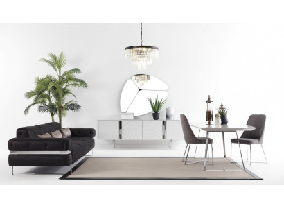 Esszimmer Garnitur Sofa Tisch 4x Stuhl Set Anrichte Spiegel Möbel 8tlg