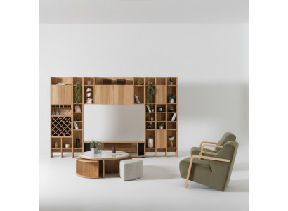 Wohnzimmermöbel Set Designer Sessel 2x Wohnwand Couchtisch