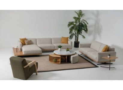 Ecksofa L-Form Sofa Sessel Couchtisch Beistelltisch Polster