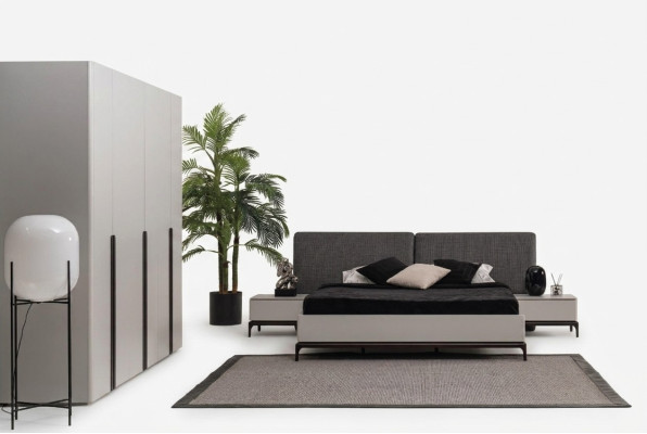 Bett Polster Design Luxus Doppel Hotel Betten Holz Möbel Hellgrau Loft