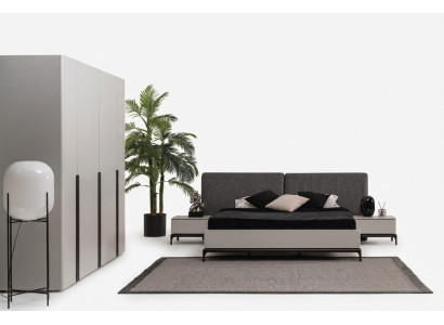 Bett Polster Design Luxus Doppel Hotel Betten Holz Möbel Hellgrau Loft