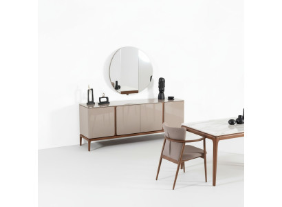 Wohnzimmer Anrichte Spiegel Sideboard Holz mit Metall Stil schwarze Kommode