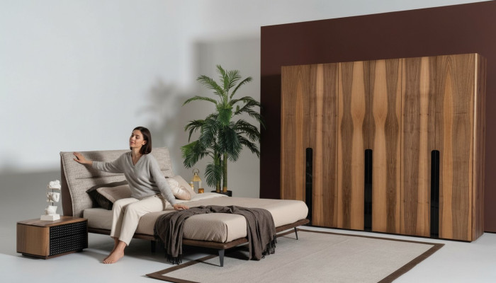 Moderne Schlafzimmermöbel im italienischen Stil - 4-teiliges Set in Grau