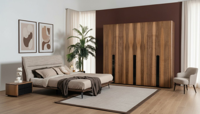 Moderne Schlafzimmermöbel im italienischen Stil - 4-teiliges Set in Grau
