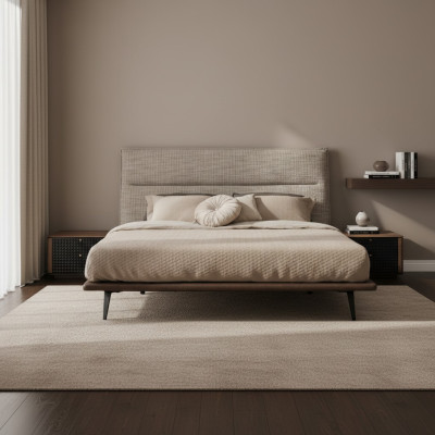 Modern Loft Design Schlafzimmer Bett Design Luxus Betten Polster Stil Möbel Neu grau