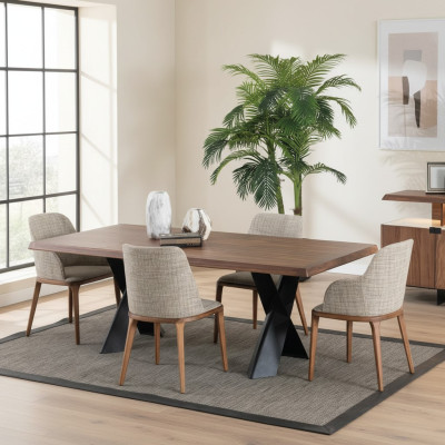 Holz Esszimmer Design Möbel Modern Stuhlgruppe Tisch 4x Stühle Set 5tlg.