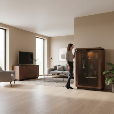 Luxus Holz Vitrine Anrichte Design Schränke braun Möbel Schrank Neu