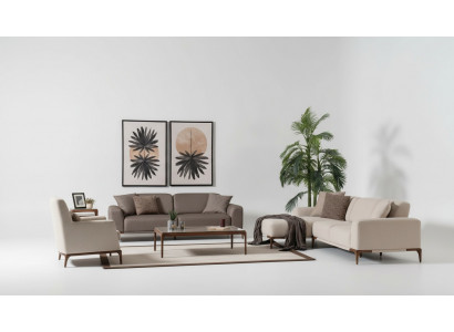Wohnzimmer Ecksofa L-Form Sofa 3 Sessel Couchtisch 2x Beistelltische Set