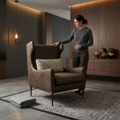 Wohnzimmer Sessel Sitz Modernes Design Braun Stil Modern Luxus Neu