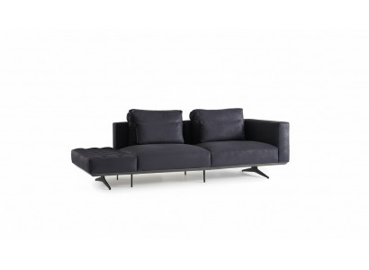 Design Sofagarnitur 3 Sitzer Textil Couch Polster Sofa Couchen Schwarz
