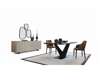 Esstisch Tisch 4x Stühle Anrichte Spiegel 7tlg Design Gruppe Garnitur