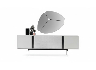 Modern Wohnzimmer Spiegel Anrichte Schrank Edle Design Luxus neu Grau 2tlg
