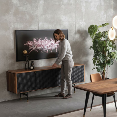 Wohnzimmer Anrichte braune Luxus Stil moderner Holz Sideboard Loft 228cm