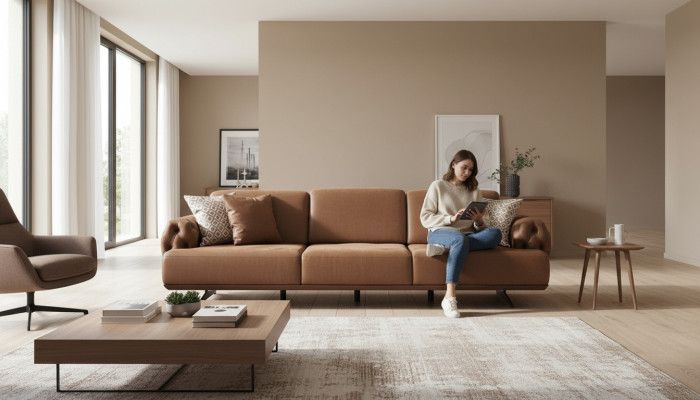 Sofa 4 Sitzer Chesterfield Design Luxus Sofa Polster Couch braun