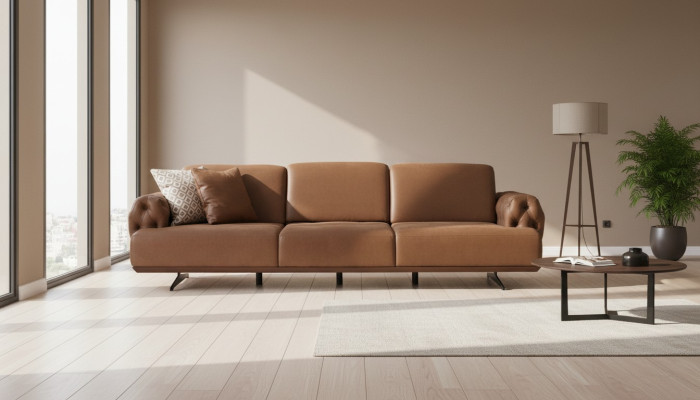 Sofa 4 Sitzer Chesterfield Design Luxus Sofa Polster Couch braun