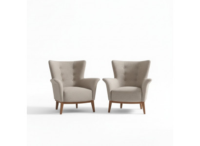 Chesterfield Sessel Couch Polster Luxus Holz mit Textil Stil Modern Lounge