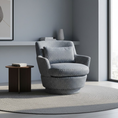 Luxus Sessel Design Möbel Holz mit Textil Einsitzer Couch Lounge Club