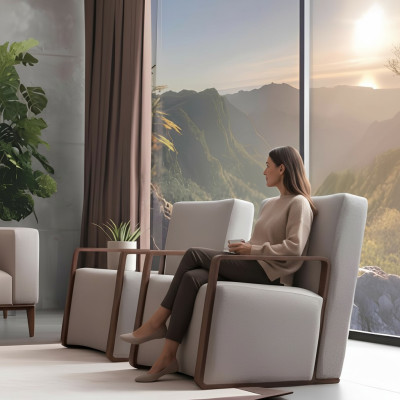 Wohnzimmer Sessel 1 Sitzer Couch Polster Modern Luxus Textil Design