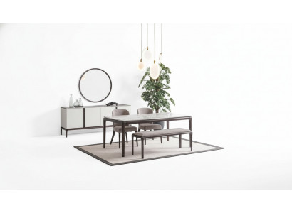 Esszimmer Set Tisch 2x Stühle Anrichte Spiegel Bank 6tlg Essgruppe Neu
