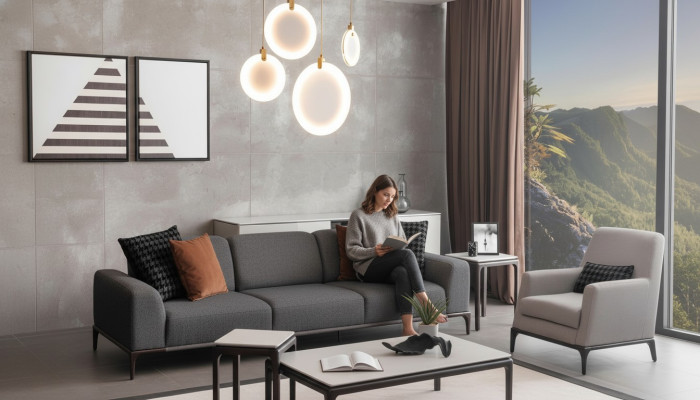 Wohnzimmer Sofagarnitur 4 Sitzer Couchtisch 2x Beistelltische Luxus Sofa