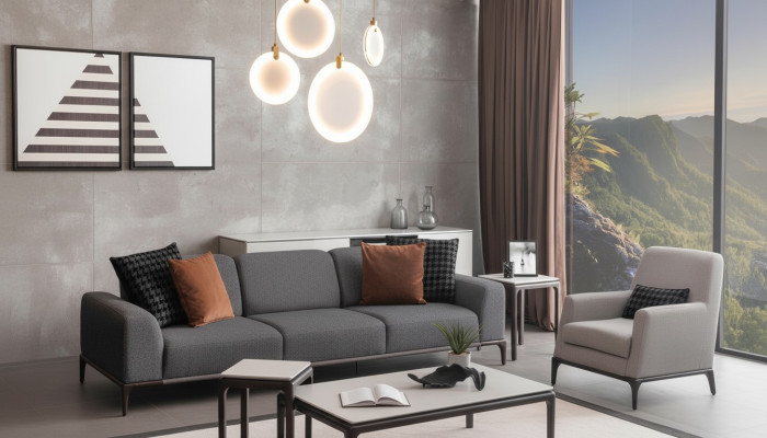 Wohnzimmer Sofagarnitur 4 Sitzer Couchtisch 2x Beistelltische Luxus Sofa