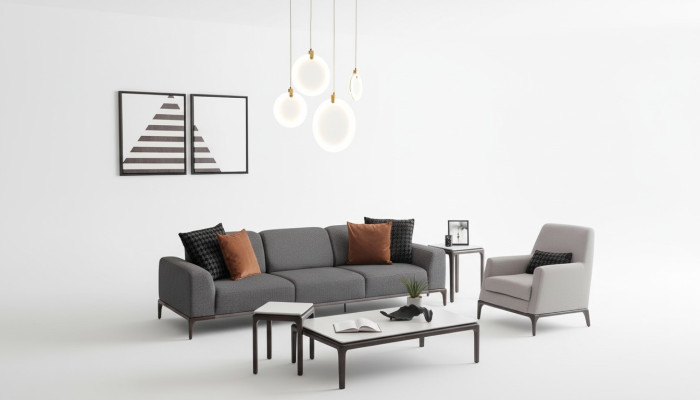 Wohnzimmer Sofagarnitur 4 Sitzer Couchtisch 2x Beistelltische Luxus Sofa
