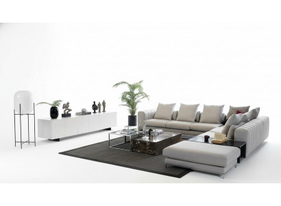 Wohnlandschaft Ecksofa L Form tv Ständer 3x Couchtisch Couch Polster Möbel