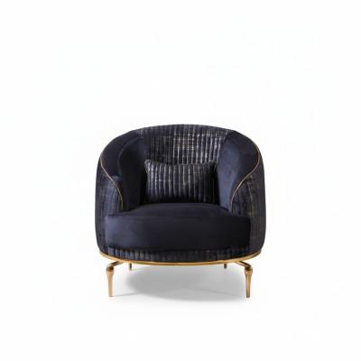 Wohnzimmer Sessel Polster 1Sitzer Couchen Modern Textil Neu Blau Luxus