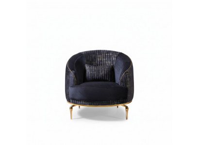 Wohnzimmer Sessel Polster 1Sitzer Couchen Modern Textil Neu Blau Luxus