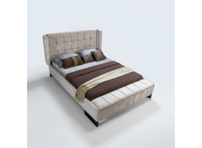 Bett Doppelbett Möbel Einrichtung Schlafzimmer Design Stoff Textil neu