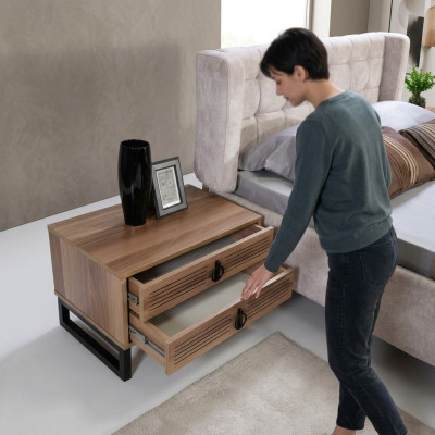 SchlafZimmer Nachttisch Design Beistell Holz mit Metall Luxus Neu