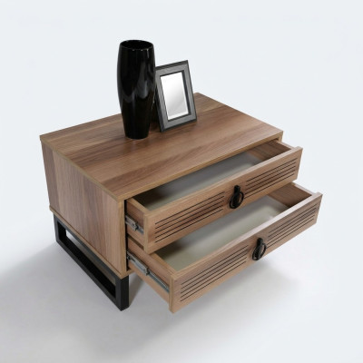 SchlafZimmer Nachttisch Design Beistell Holz mit Metall Luxus Neu