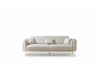 Sofa 3Sitzer Designer Sofa Couch Polster Sofas Textil Weiß Modern Dreisitzer