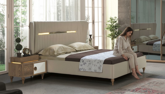 Schlafzimmer Nachttisch Beistelltisch Design Modernes neu Braun Holz