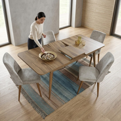 Esszimmer Set Essgruppe Tisch Garnitur Esstisch Set 4x Stühle Komplett 5tlg.