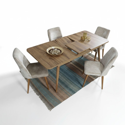 Esszimmer Set Essgruppe Tisch Garnitur Esstisch Set 4x Stühle Komplett 5tlg.