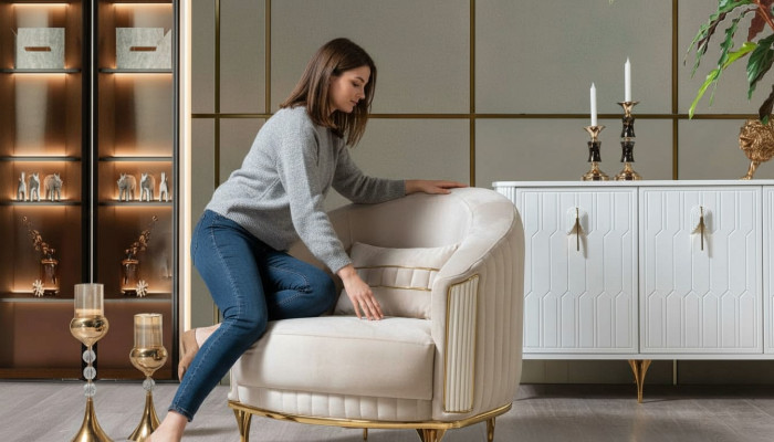 Wohnzimmer Luxus Sessel 1er Einsitzer Couch Möbel neu Modern Beige