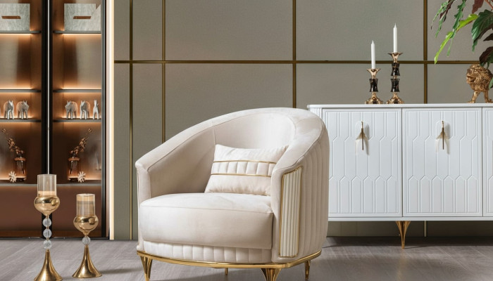 Wohnzimmer Luxus Sessel 1er Einsitzer Couch Möbel neu Modern Beige